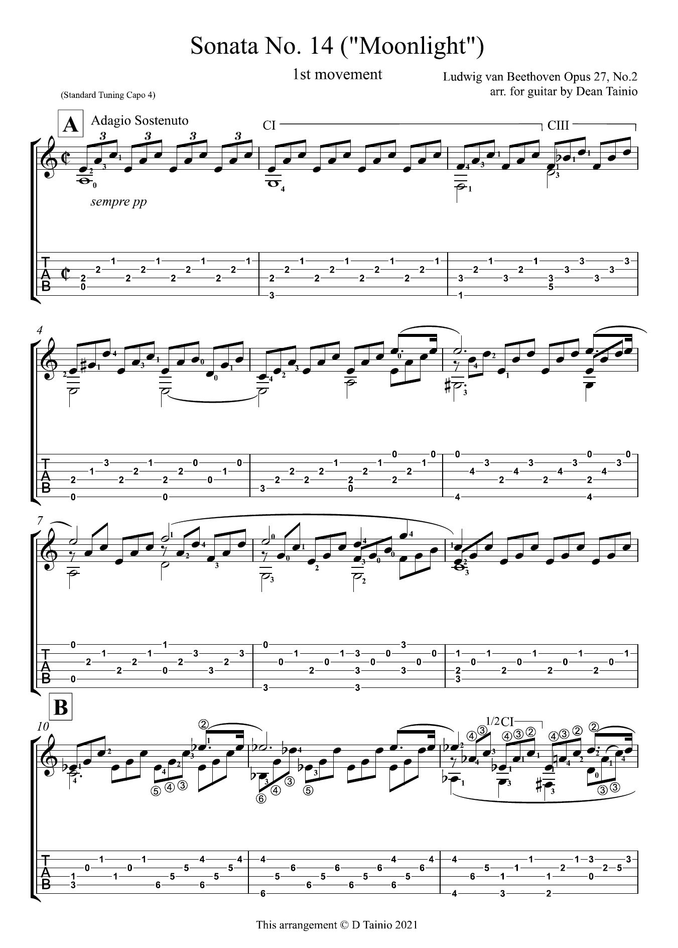 Moonlight Sonata Sheet Music Page 1